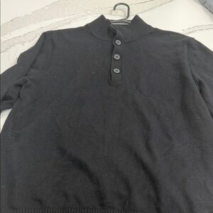 Gap Mens Mock 1/4  Black Button-Up Sweater Large